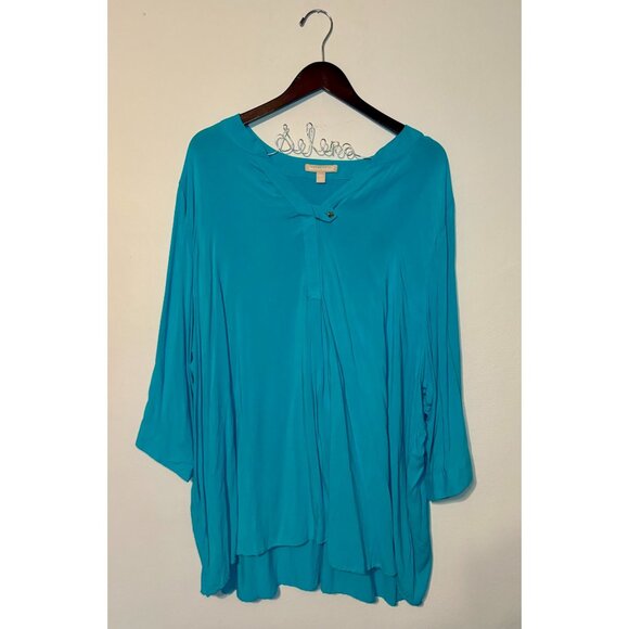 Woman Within Size 3X (30/32) Teal Tunic Blouse - Picture 1 of 4